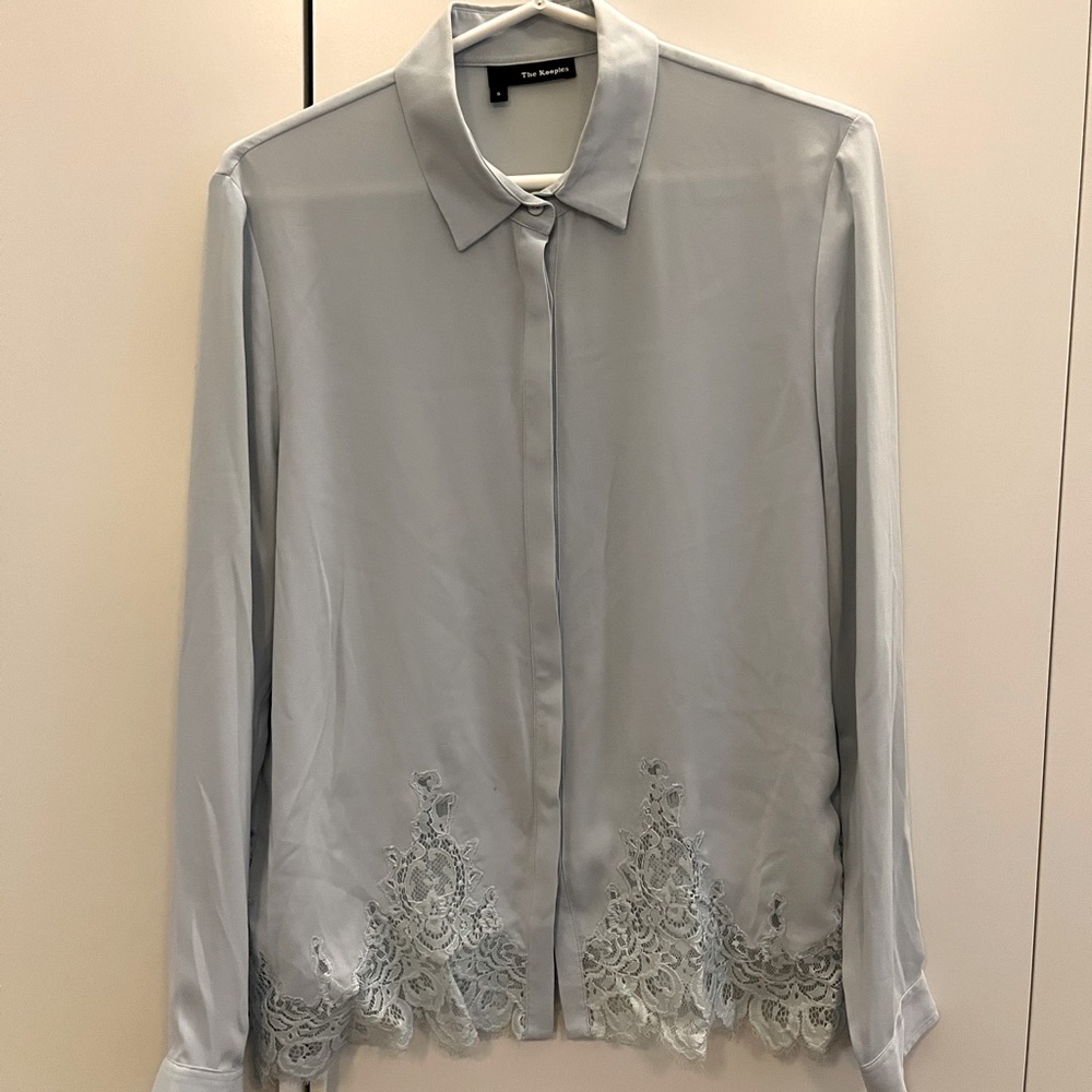 The Kooples light blue lace button down blouse